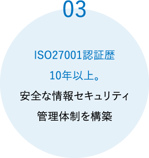 ISO27001認証歴10年以上。安全な情報セキュリティ管理体制を構築